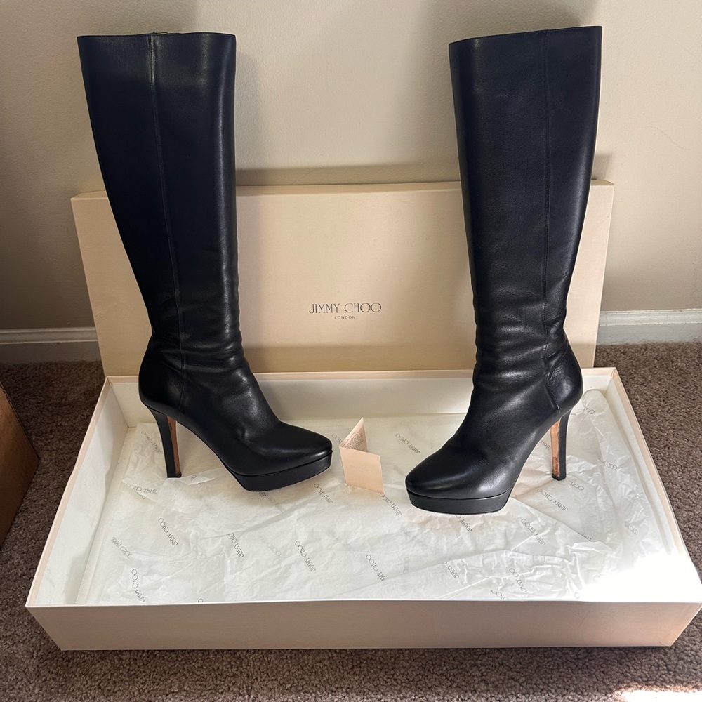Jimmy Choo platform knee high boots size 38 1/2
